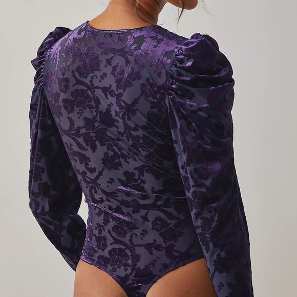 NWT Magic Hour Velvet Bodysuit Small in deep sea combo - Picture 2 of 7